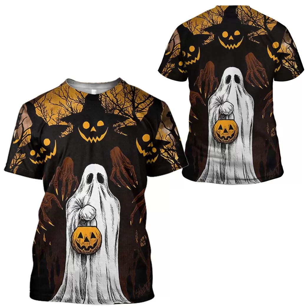 Gearhuman 3D Ghost And Jack-O'-Lantern Tshirt Hoodie Apparel