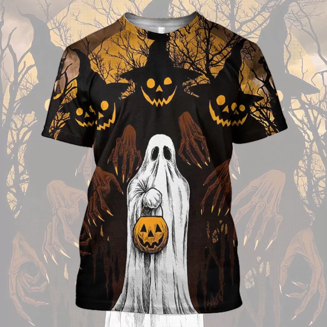 Gearhuman 3D Ghost And Jack-O'-Lantern Tshirt Hoodie Apparel