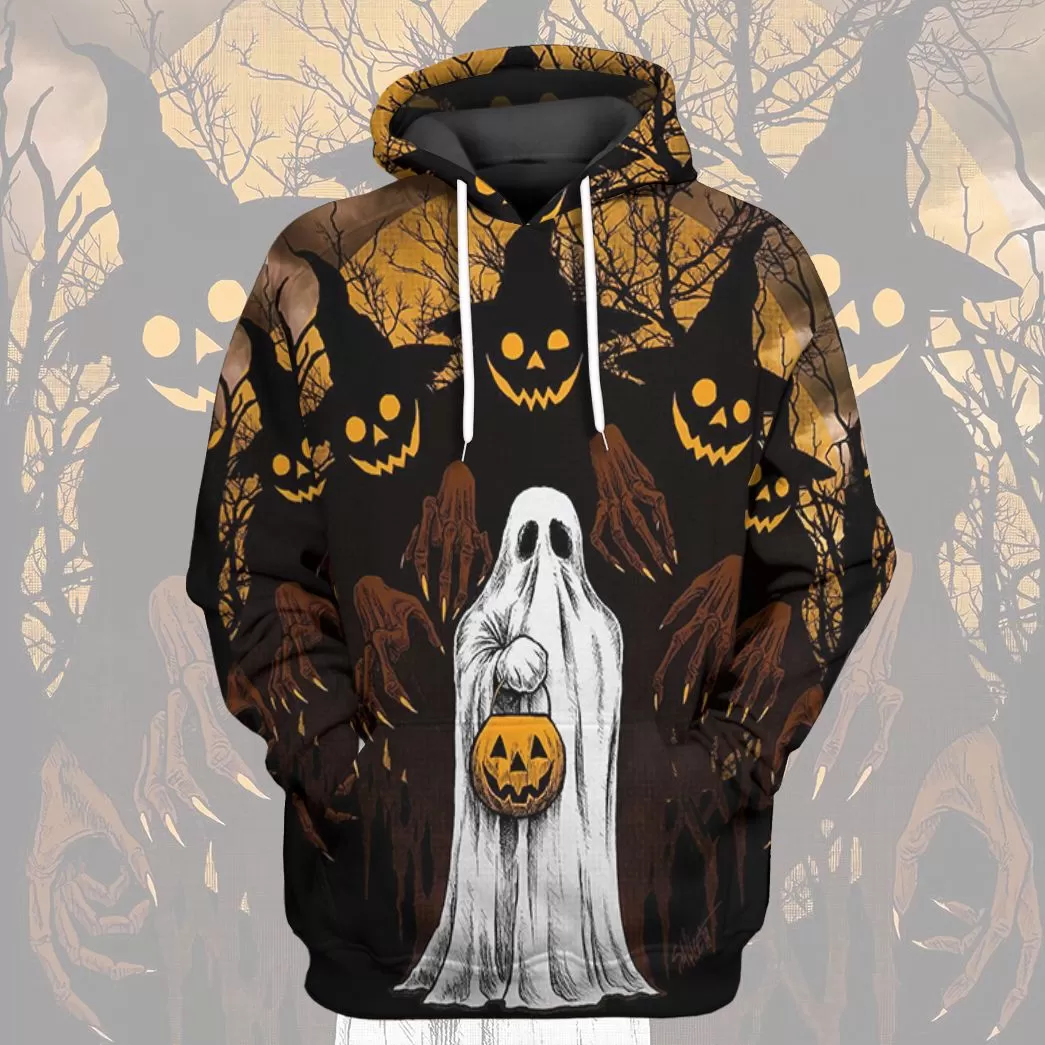 Gearhuman 3D Ghost And Jack-O'-Lantern Tshirt Hoodie Apparel