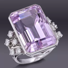 GIA Certified 14K Gold 30.50 Ct Kunzite & 0.80 TCW Diamond Cocktail Ring 13.21 Gr