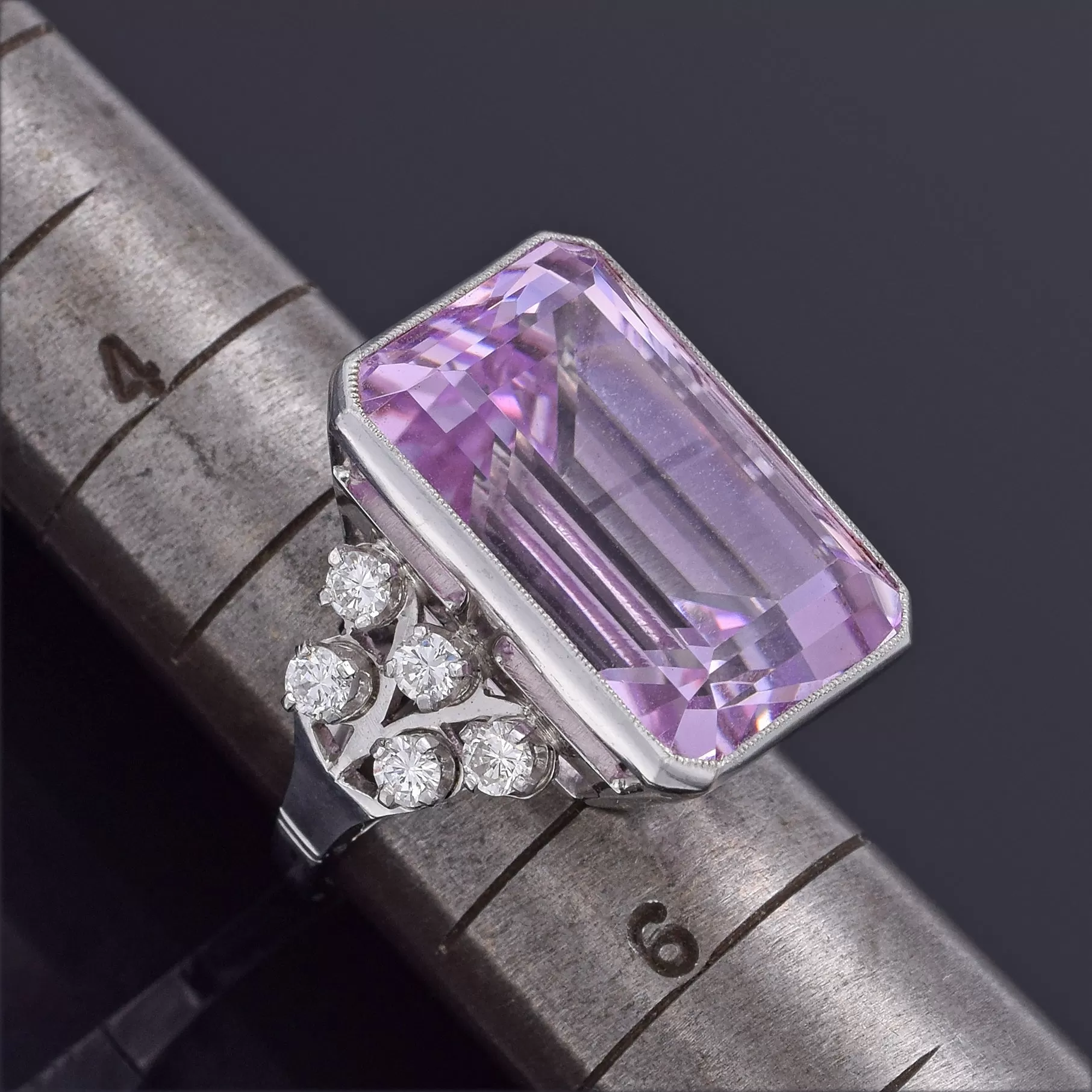 GIA Certified 14K Gold 30.50 Ct Kunzite & 0.80 TCW Diamond Cocktail Ring 13.21 Gr