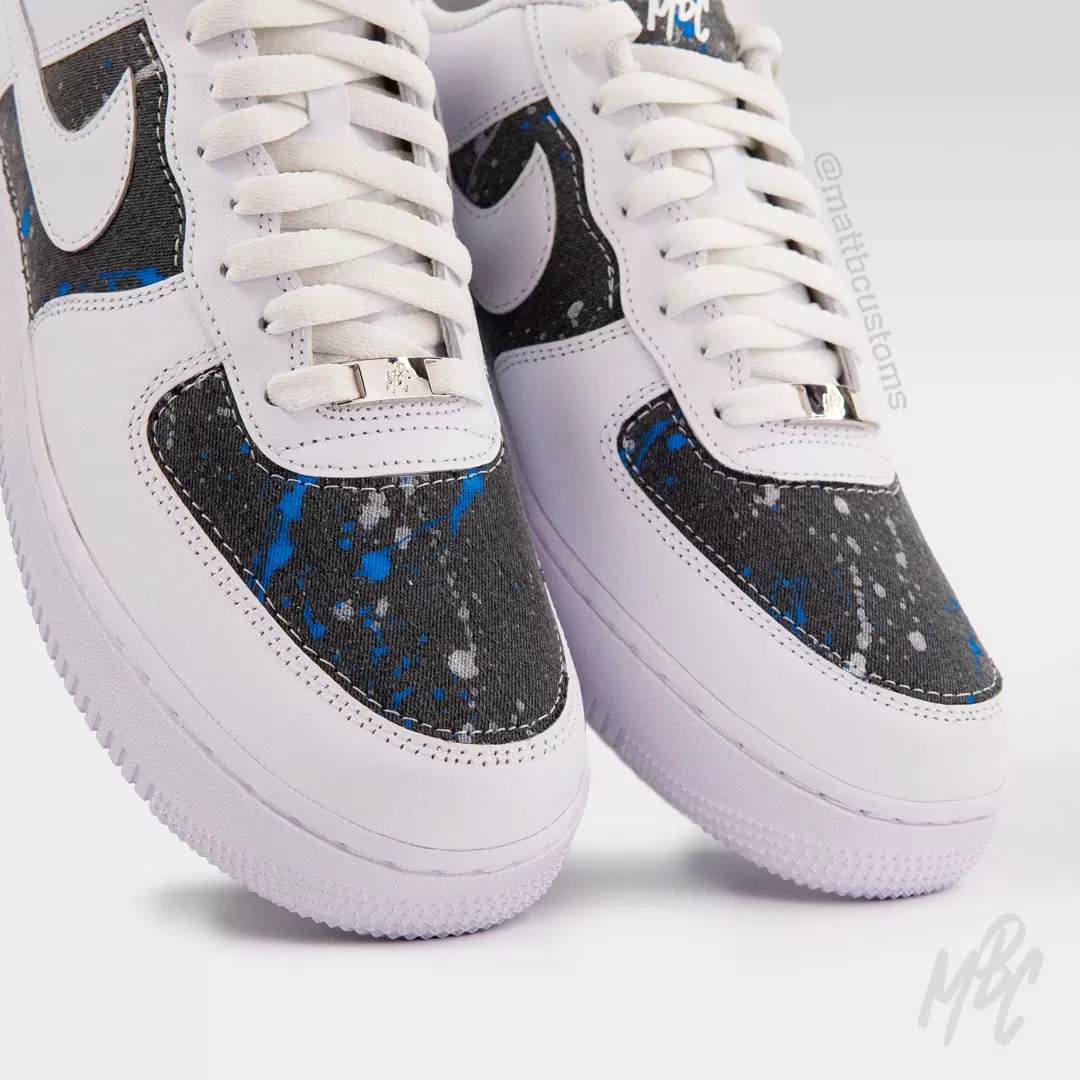 Grey Paint Splat Denim - Air Force 1 Custom