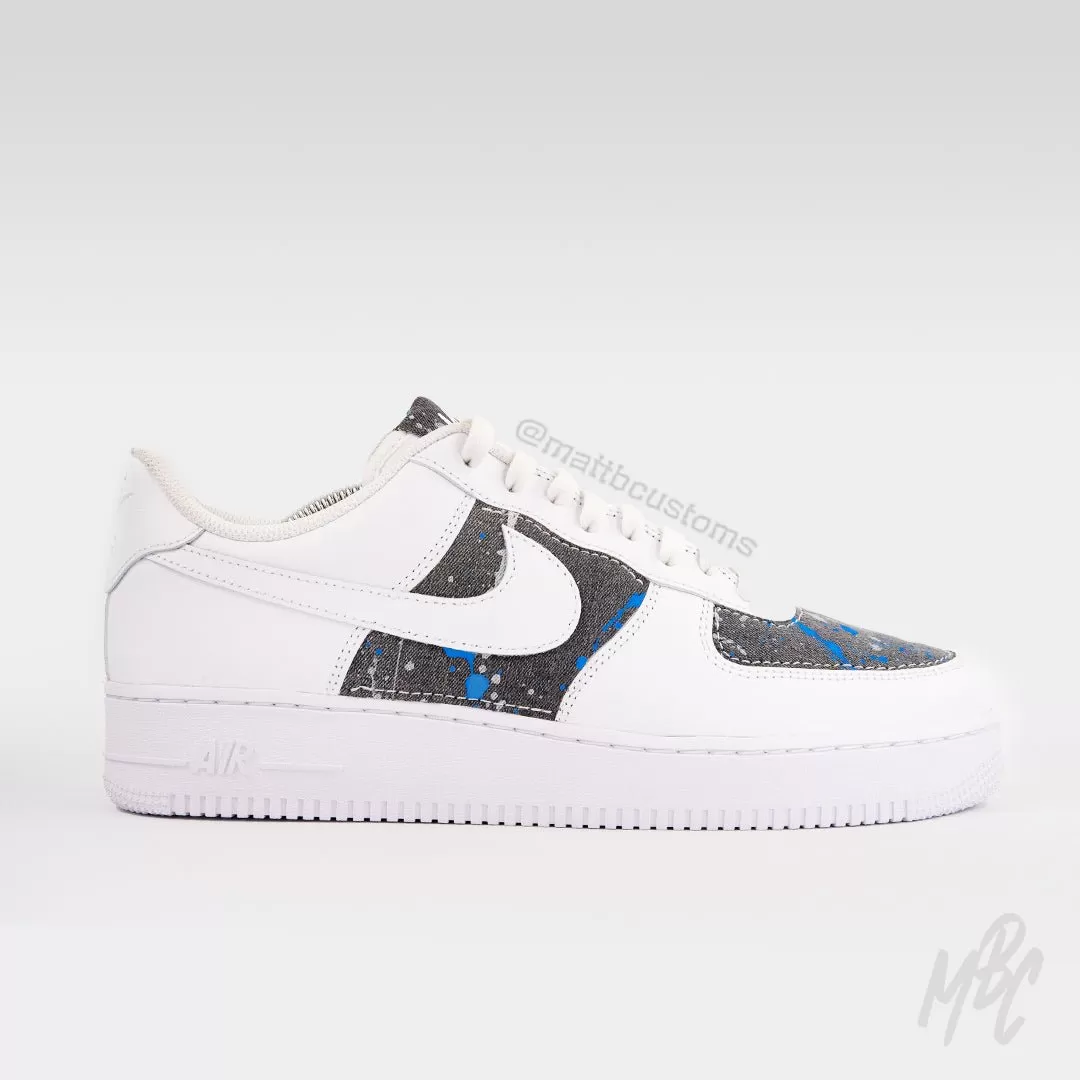 Grey Paint Splat Denim - Air Force 1 Custom