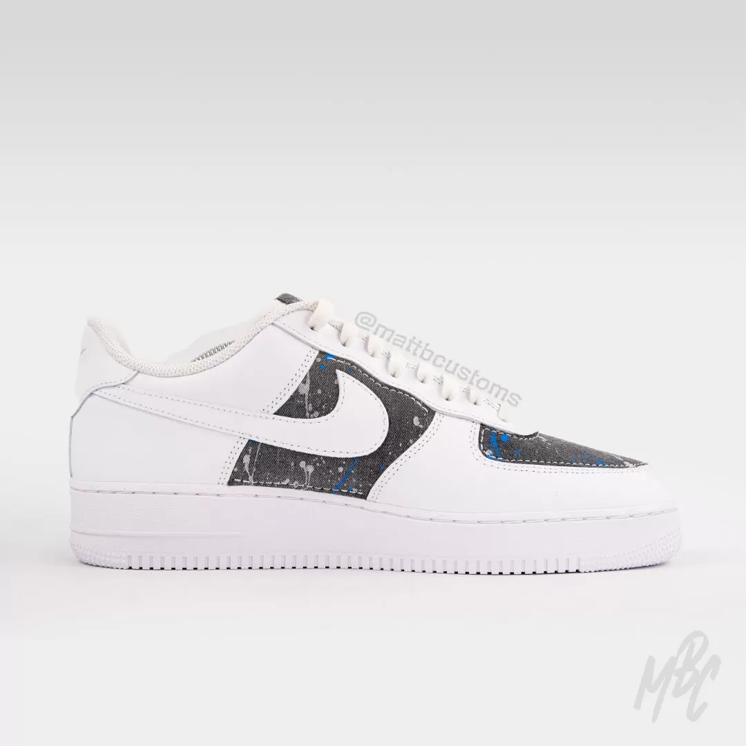 Grey Paint Splat Denim - Air Force 1 Custom