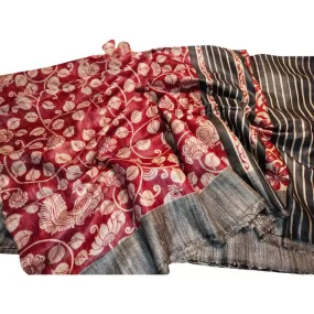 Handloom pure tussar saree with traditional motifs