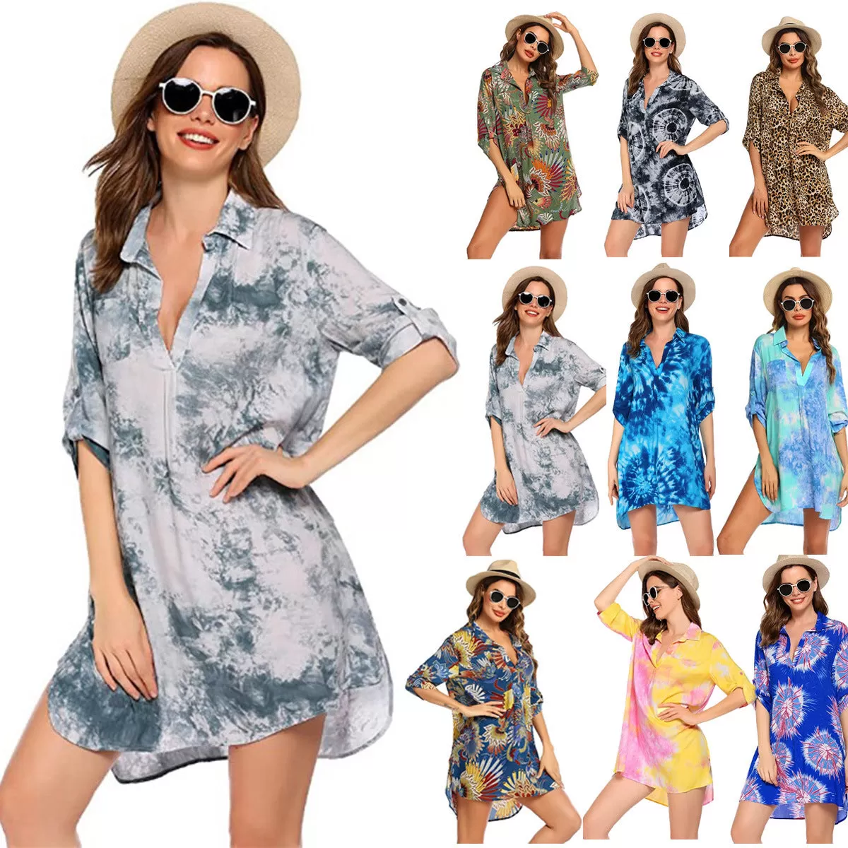 Haute Edition Women's Pullover Swim Beachwear Cover up Tunic Dress