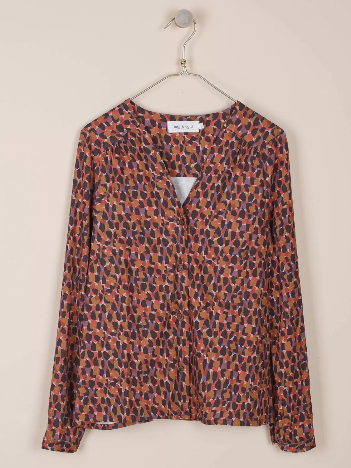 Indi & Cold Printed Stretch Blouse in Pumpkin