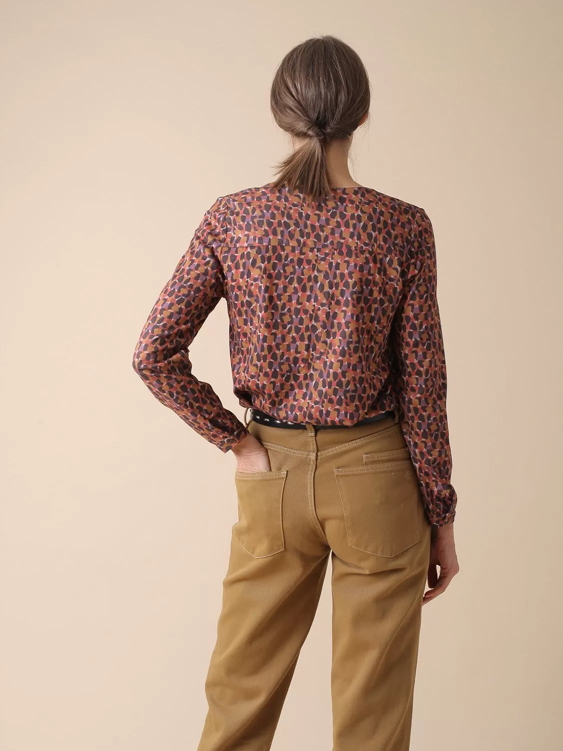 Indi & Cold Printed Stretch Blouse in Pumpkin