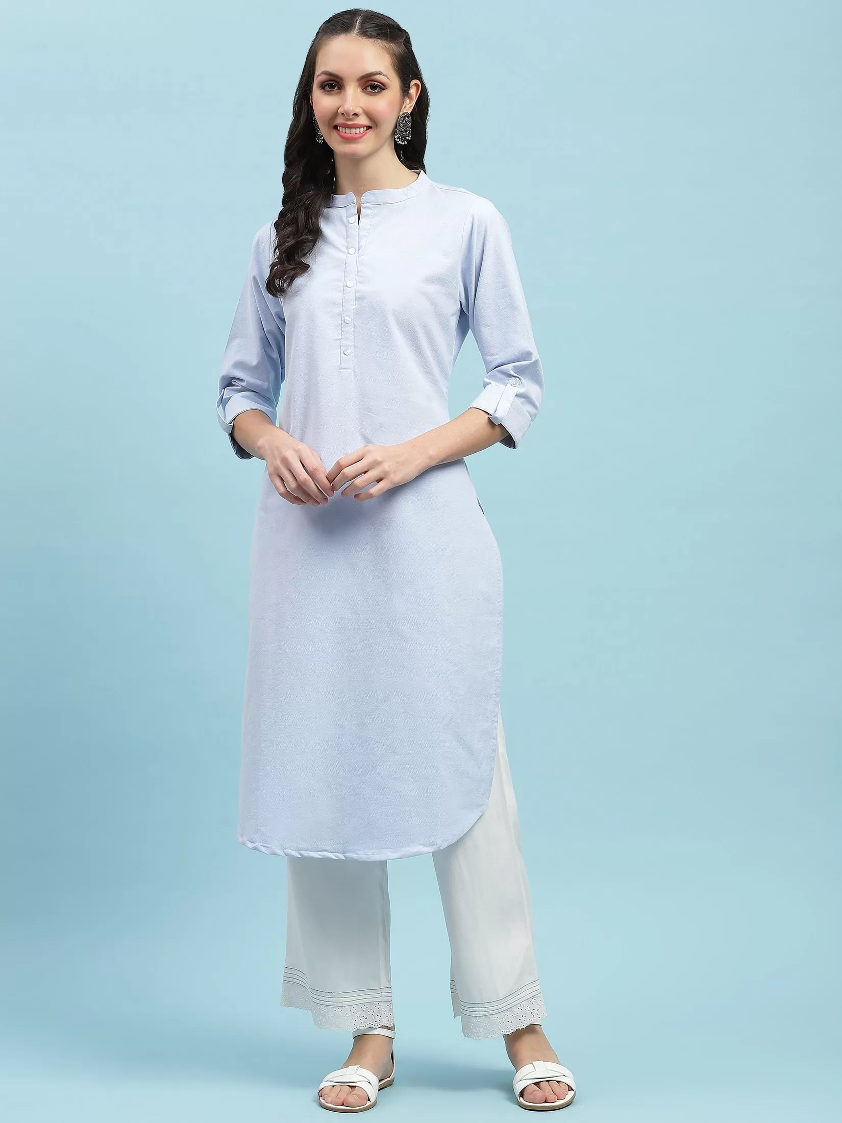 Indiessence Blue Straight Kurta