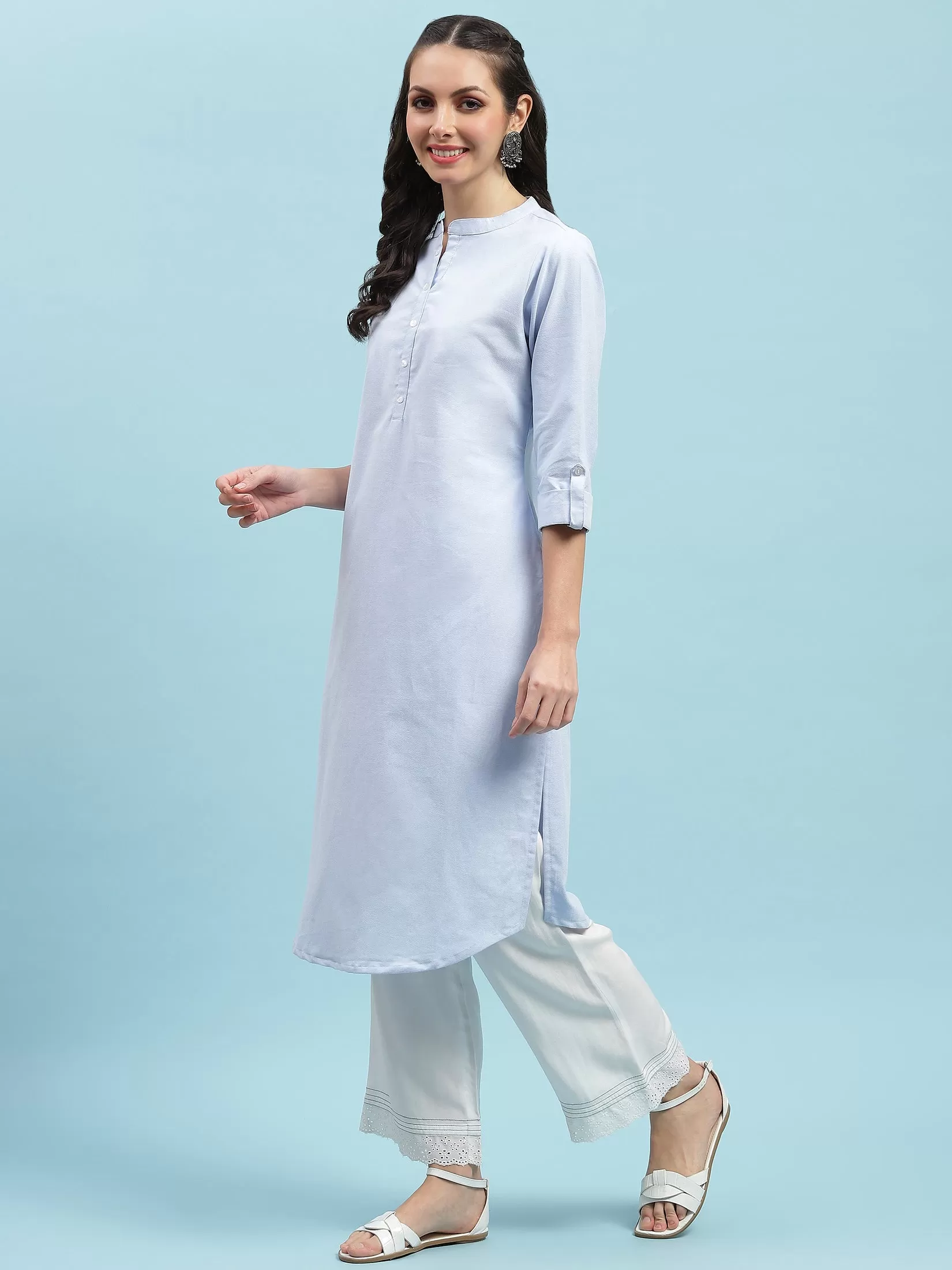 Indiessence Blue Straight Kurta