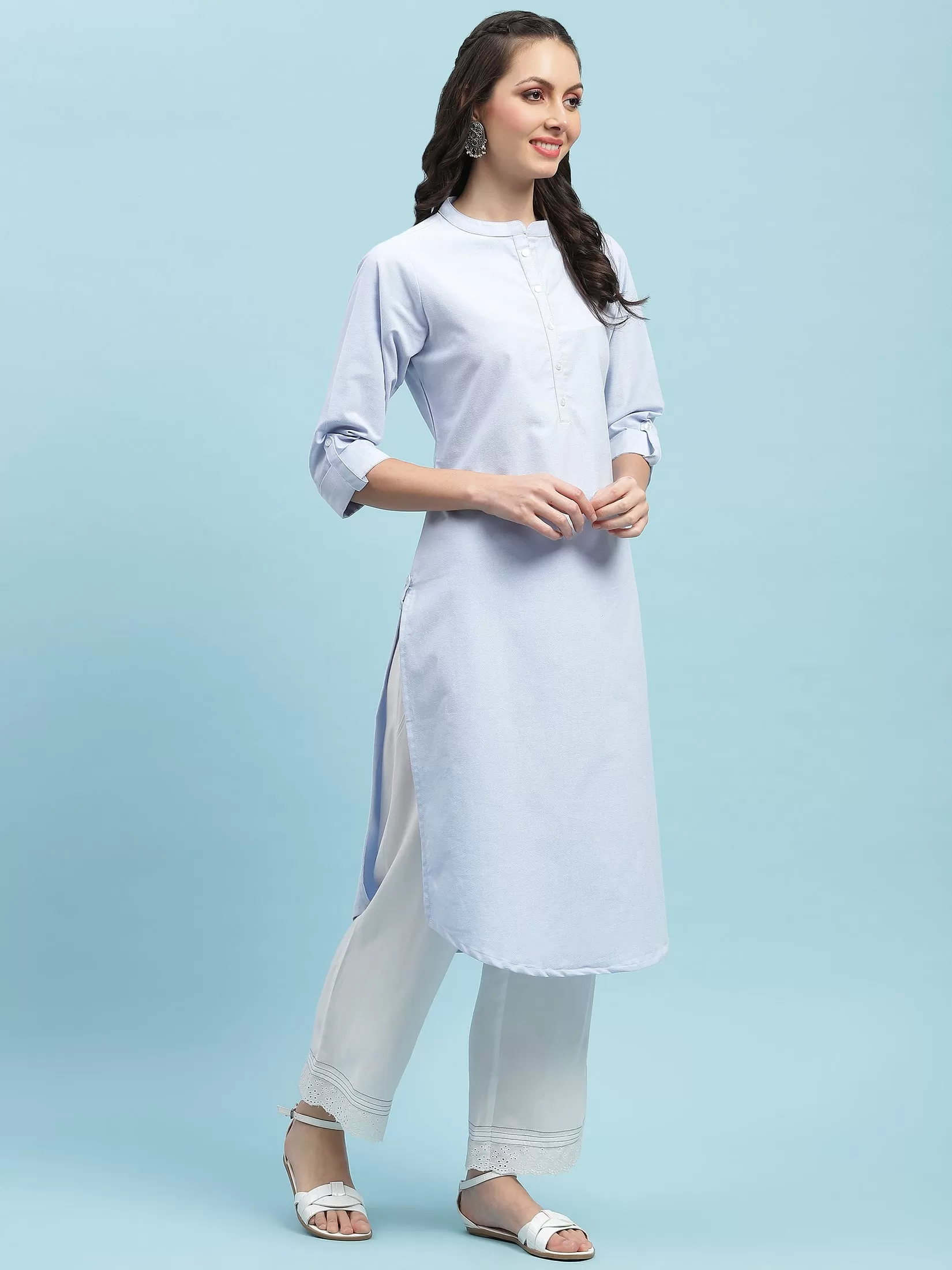 Indiessence Blue Straight Kurta