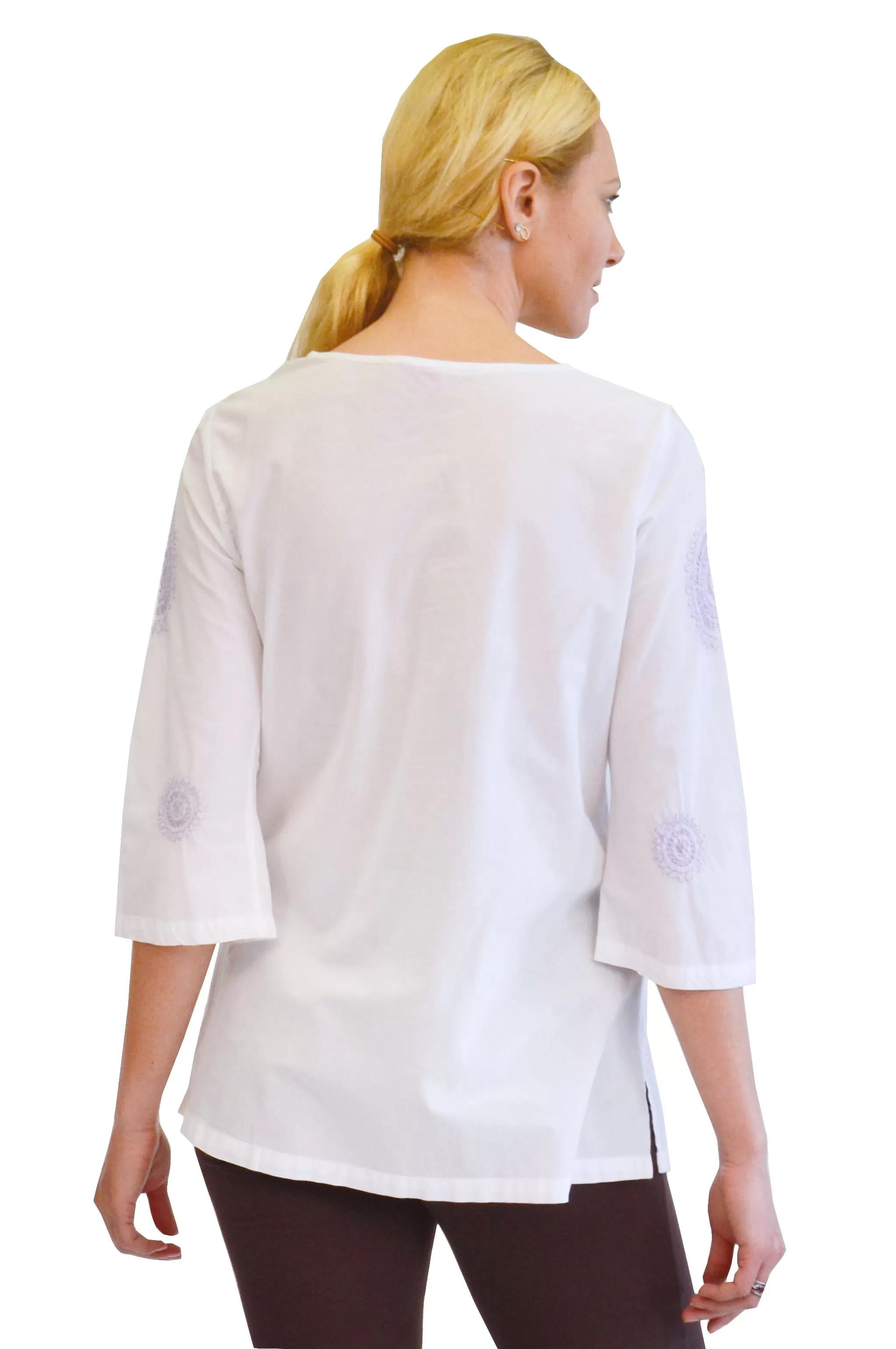 La Cera Embroidered V-Neck Shirt