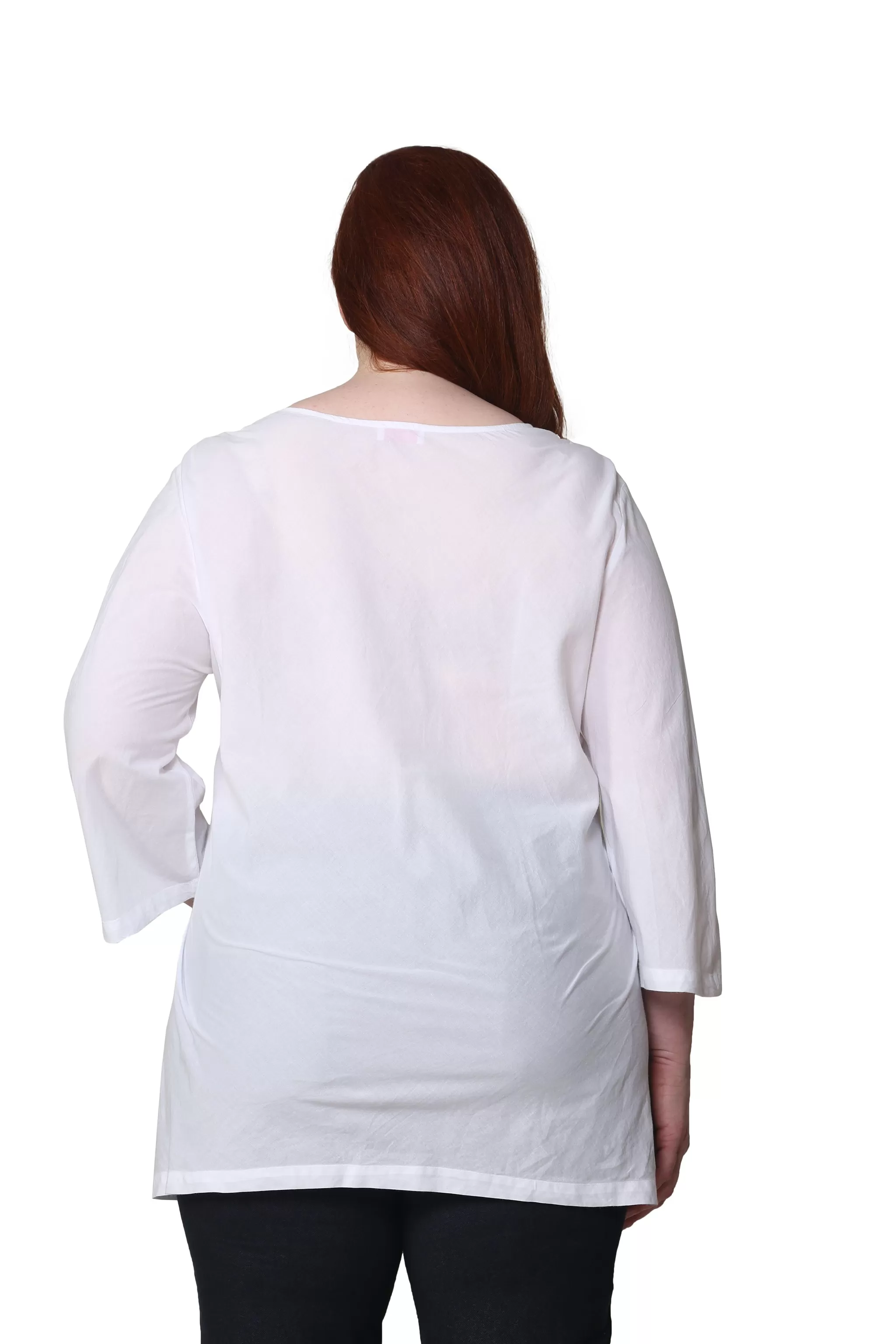 La Cera Plus Size Full Embroidered V-Neck Tunic