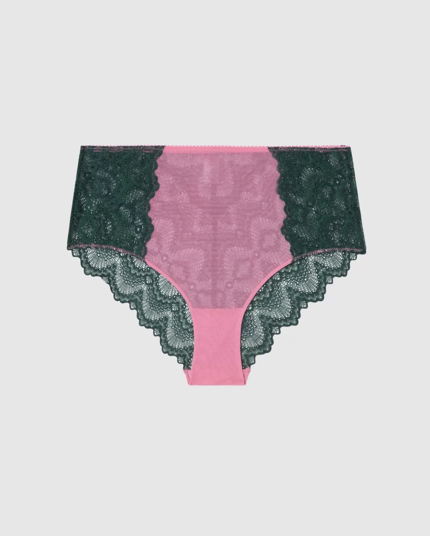 Lace Highwaist Briefs Pine/Candy Pink