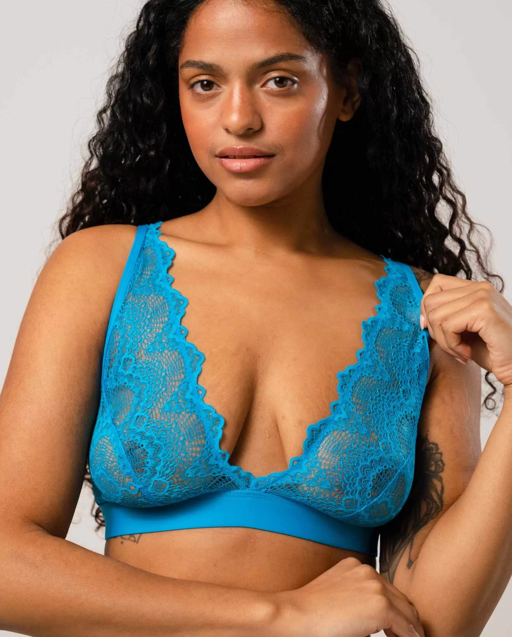 Lace Plunge Bralette Electric Blue