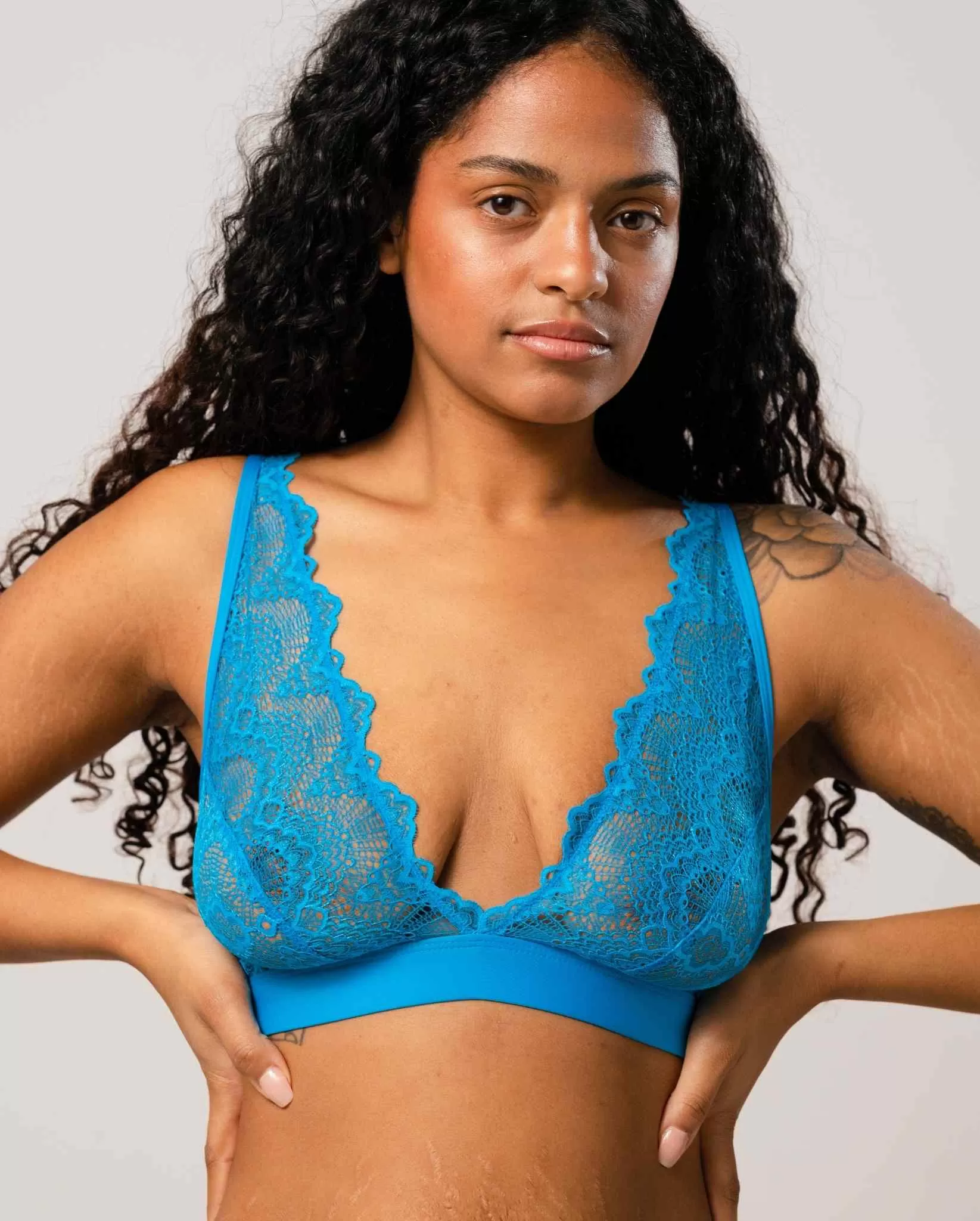 Lace Plunge Bralette Electric Blue