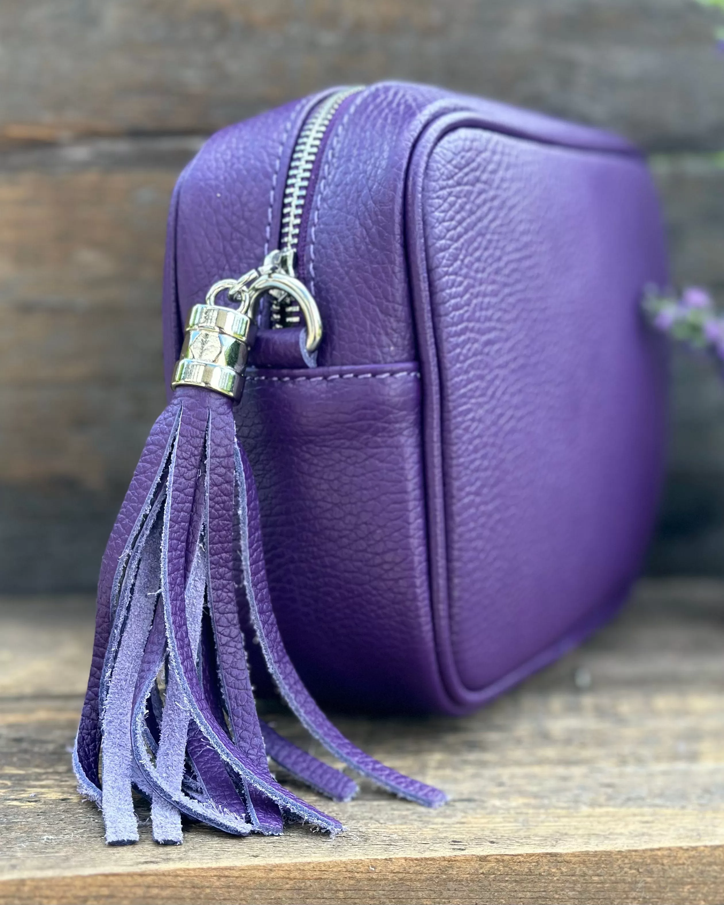 Leather Tassel Bag - Purple