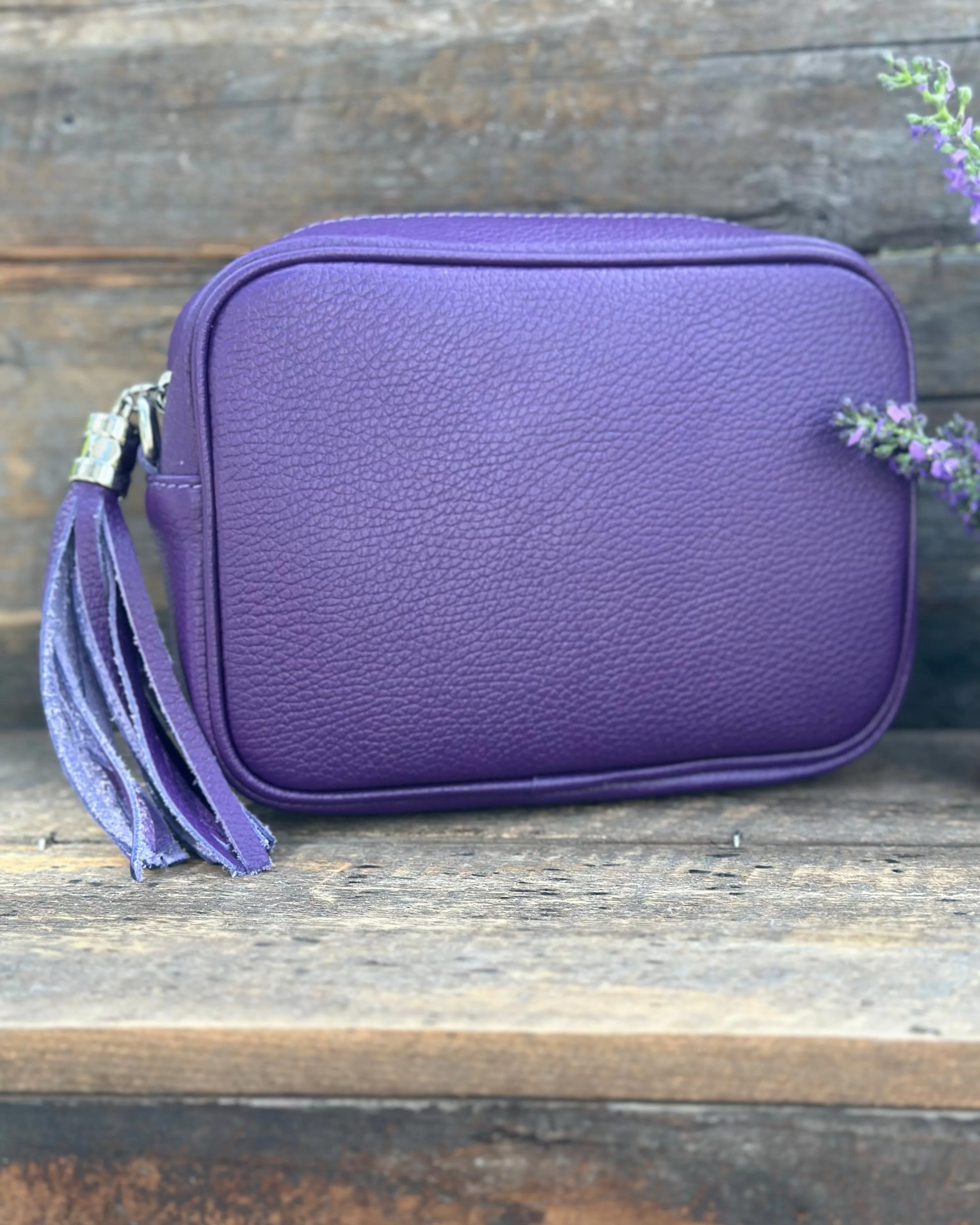 Leather Tassel Bag - Purple