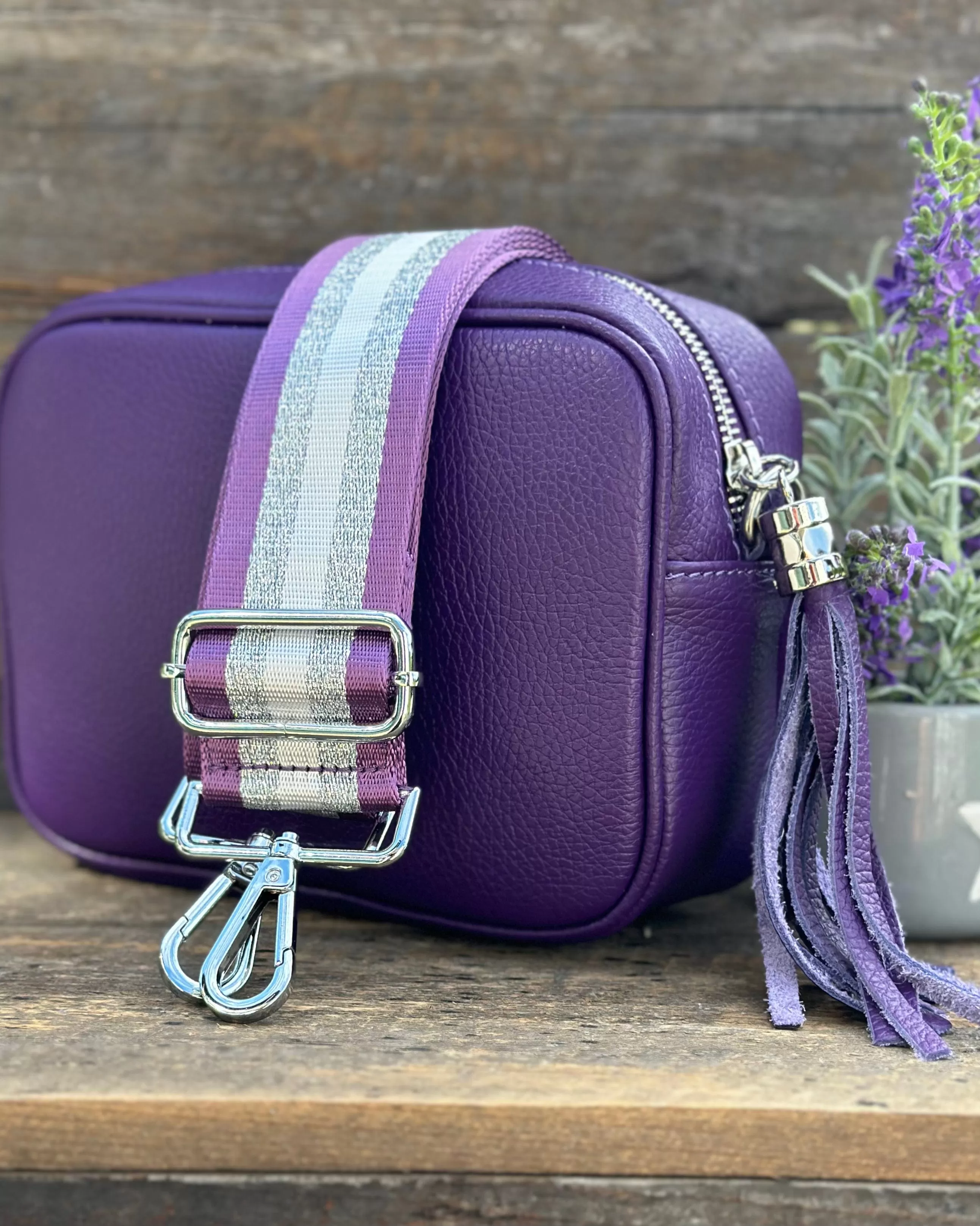 Leather Tassel Bag - Purple