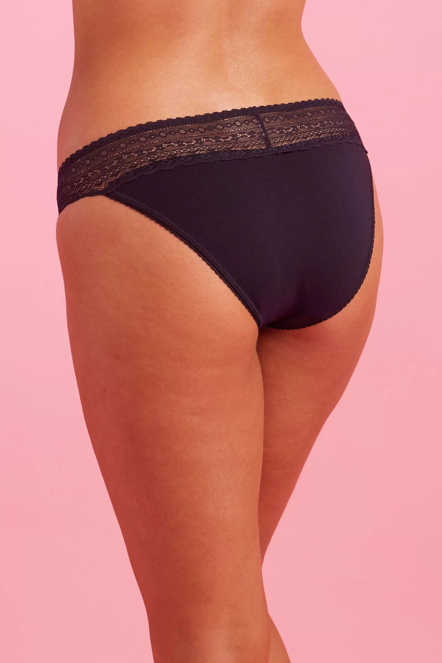 Lily Cotton & Lace Bikini Knicker Black