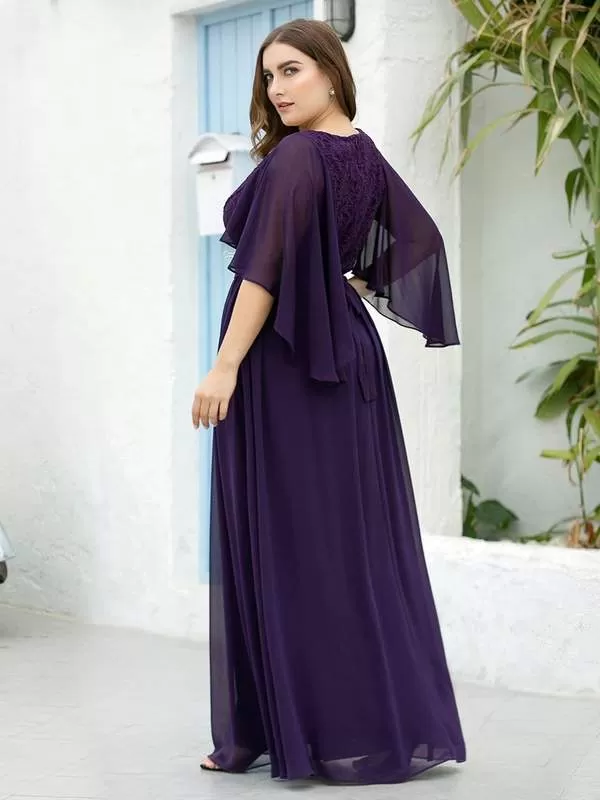 Long Chiffon Flowing Gown Plus Size 20 Style 64000