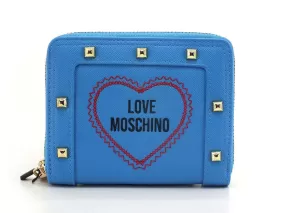 LOVE MOSCHINO Portafoglio Zip Around Borchie Blu Oceano JC5697PP0EKG0753