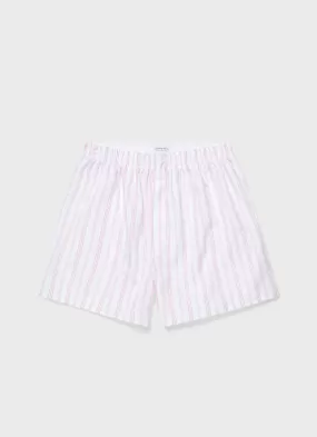 Men's Classic Boxer Shorts in Pale Pink Stripe