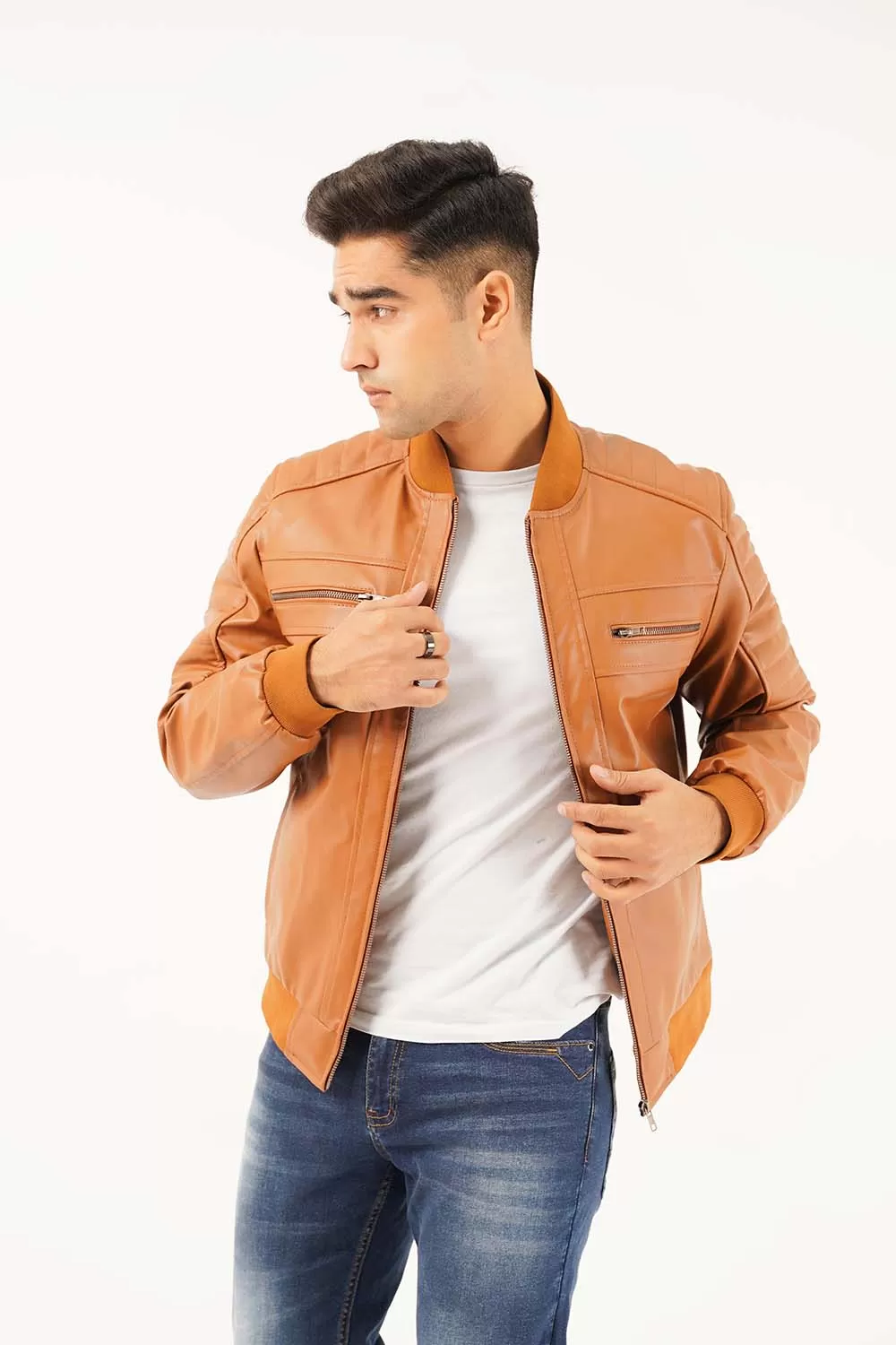 Men's Leather Bomber Jacket