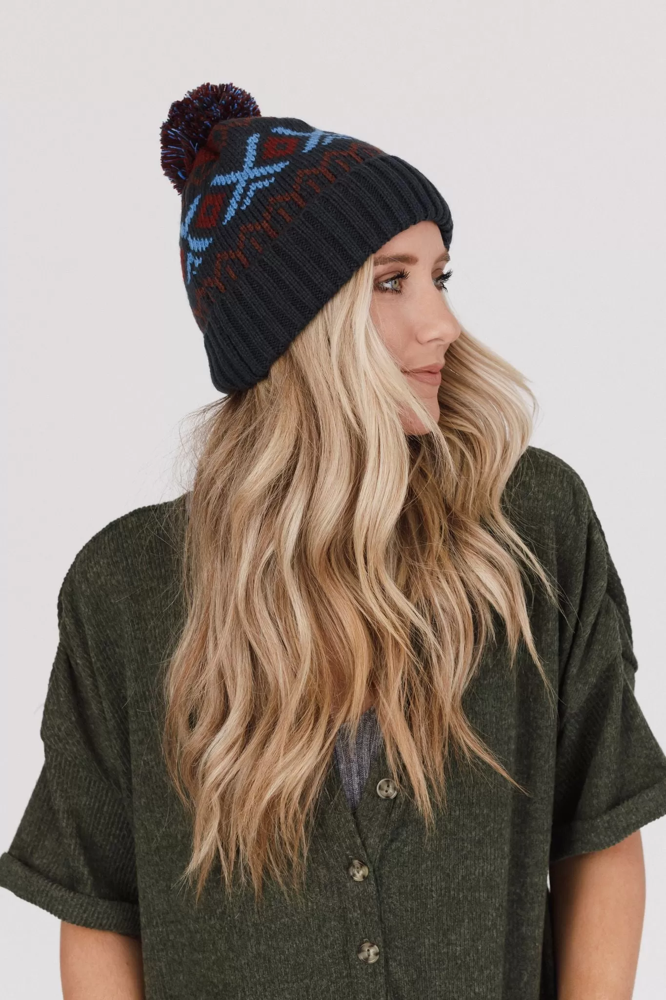 Nili Pom Beanie - Blue Multi