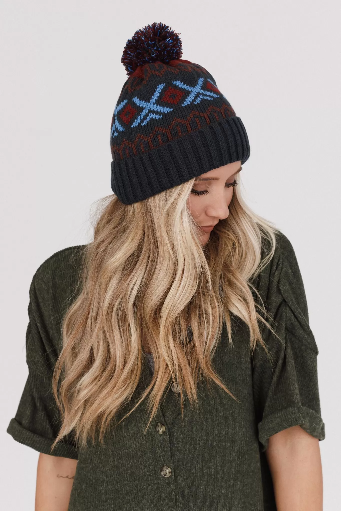 Nili Pom Beanie - Blue Multi