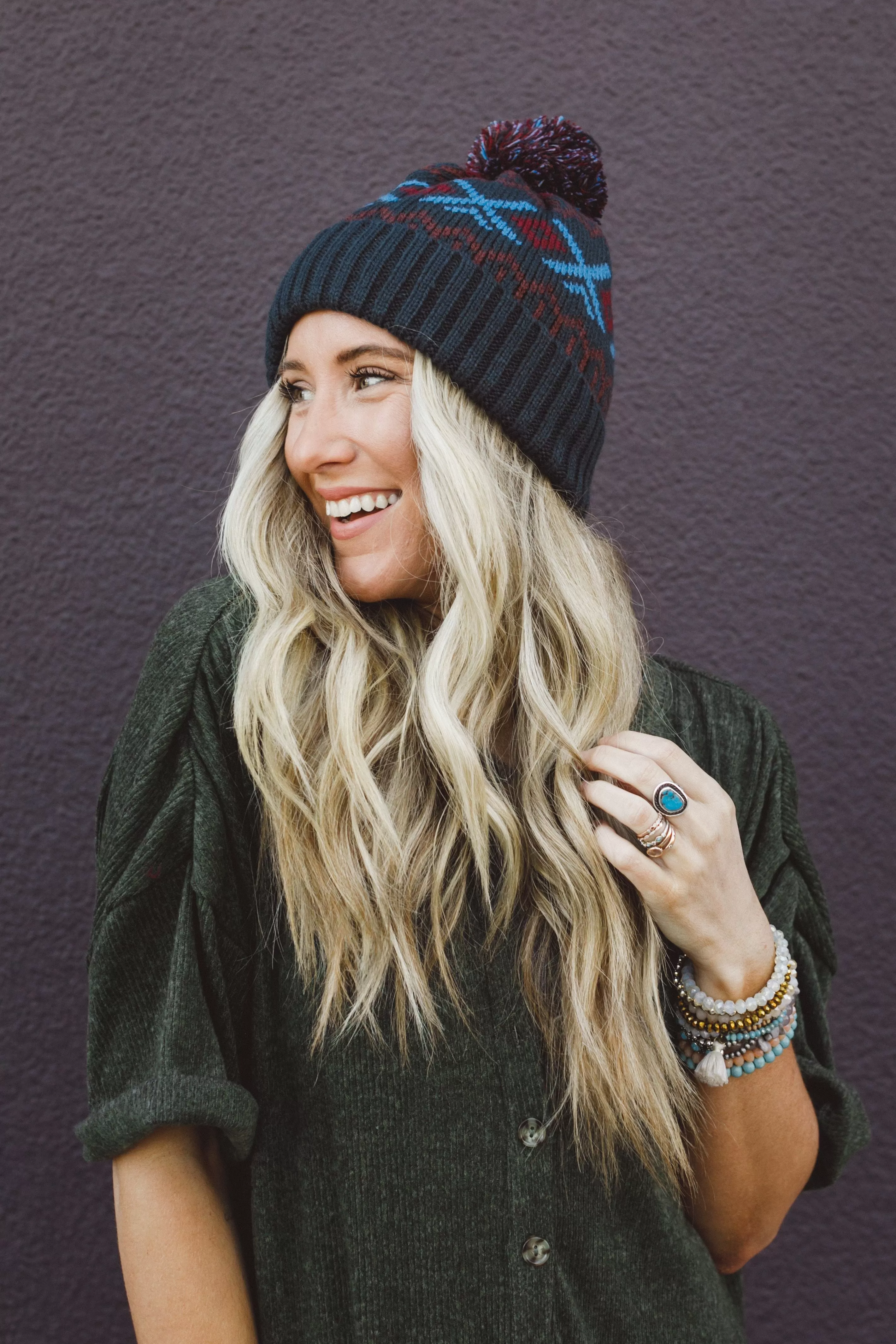 Nili Pom Beanie - Blue Multi