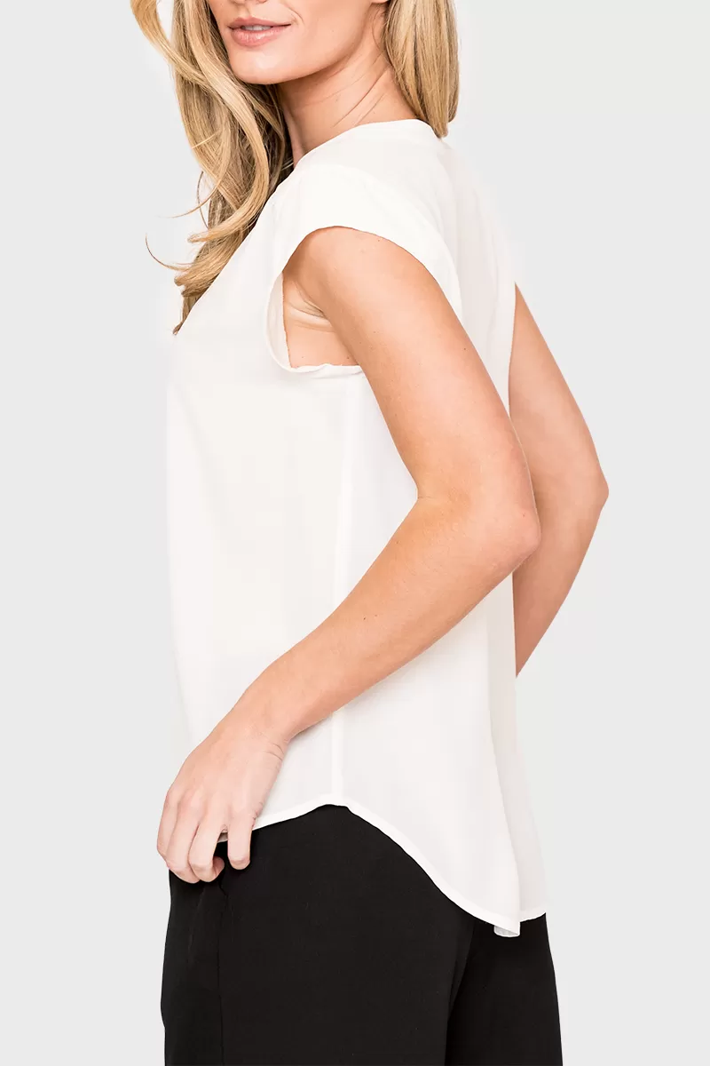 Notch Neck Cap Sleeve Top