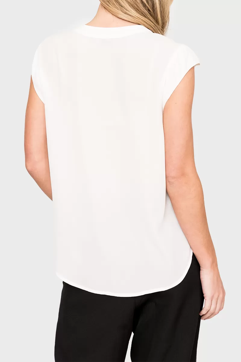 Notch Neck Cap Sleeve Top