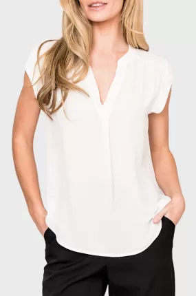 Notch Neck Cap Sleeve Top