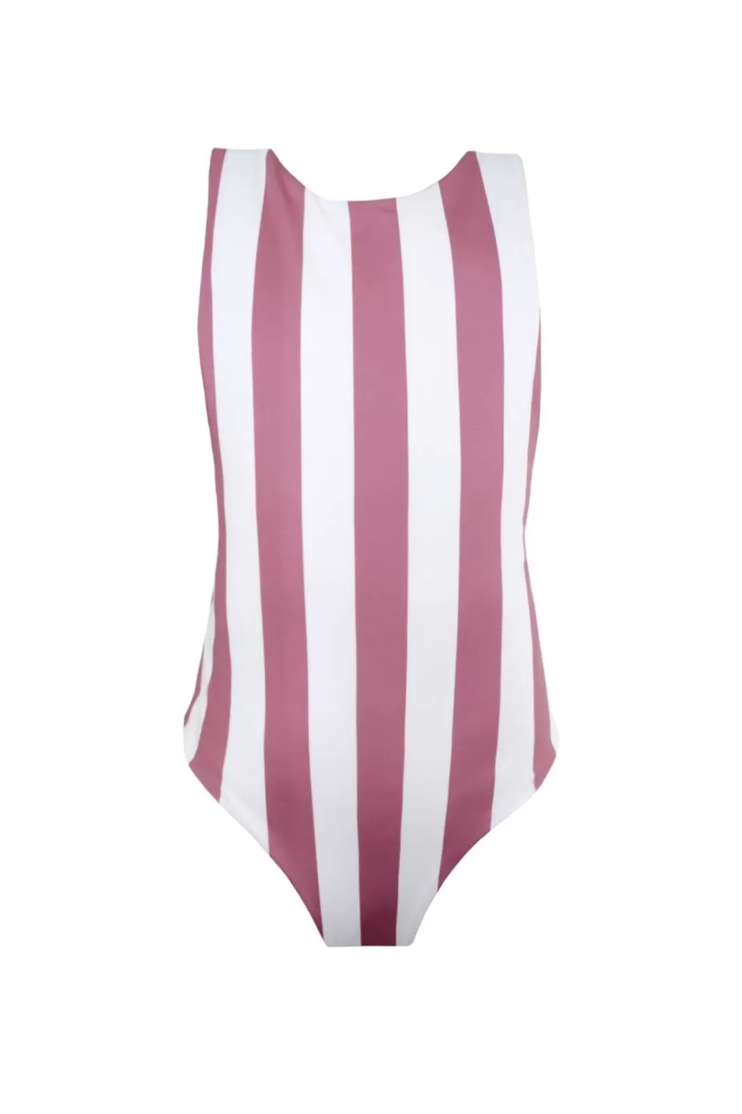 One Piece Swimmer Stripes Dark Cherry