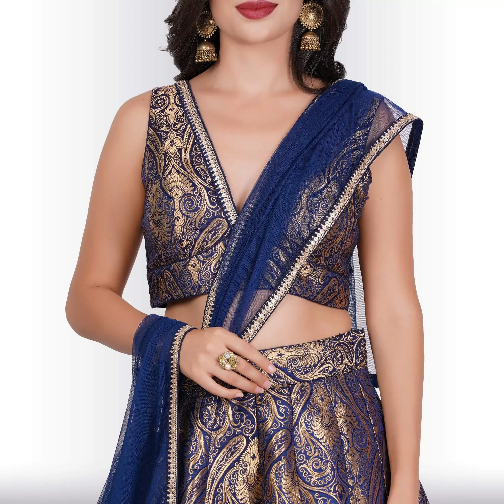 Party Wear Brocade Lehenga set - Blue