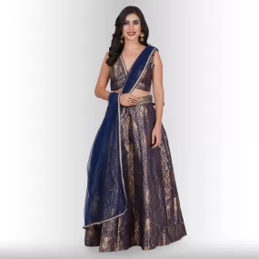 Party Wear Brocade Lehenga set - Blue