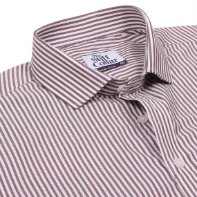 Pecan Brown Candy Stripe Cotton Shirt