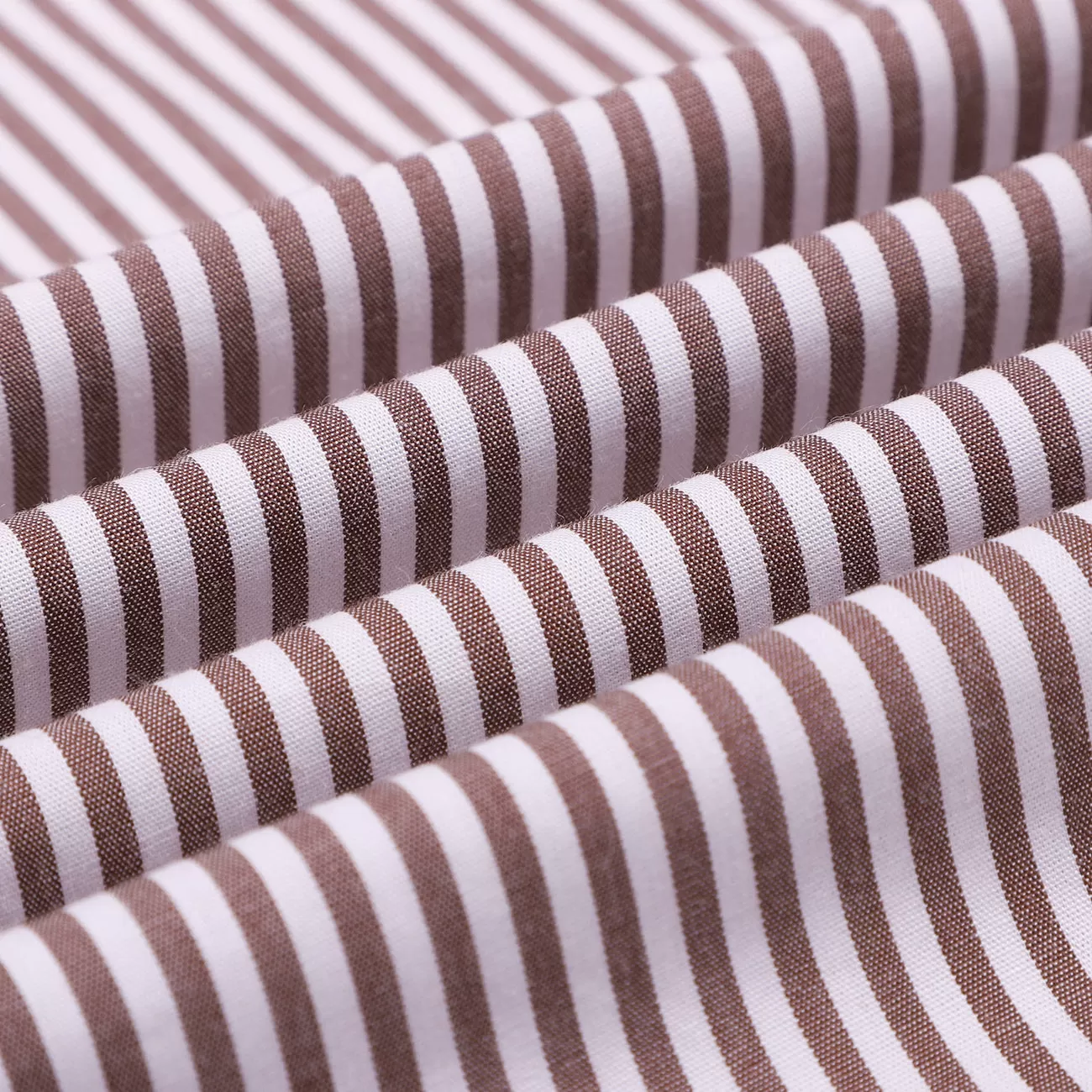 Pecan Brown Candy Stripe Cotton Shirt