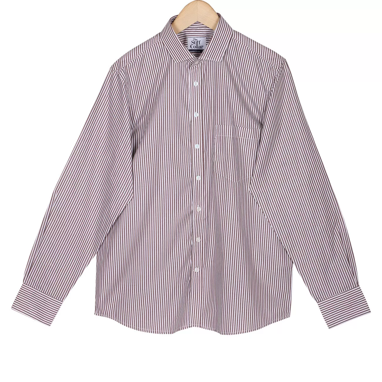 Pecan Brown Candy Stripe Cotton Shirt