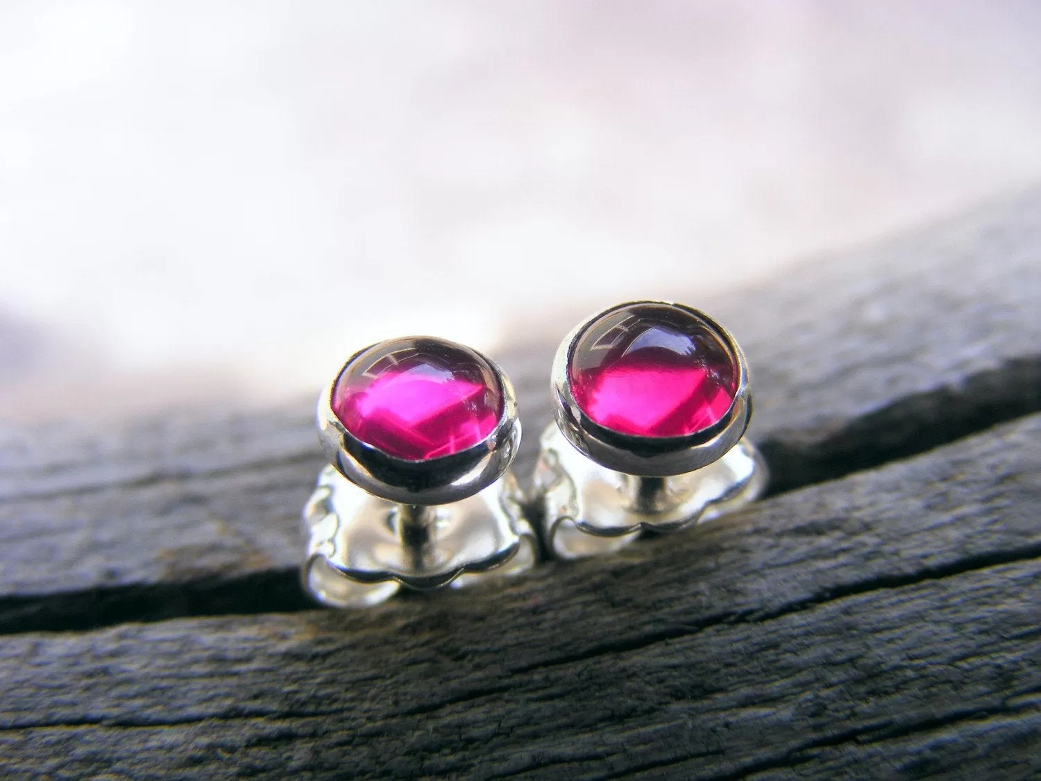 Pink Ruby Studs, Ruby Studs, Ruby Earrings, Ruby Silver Studs, 5mm Studs, Ruby Sterling Silver Studs