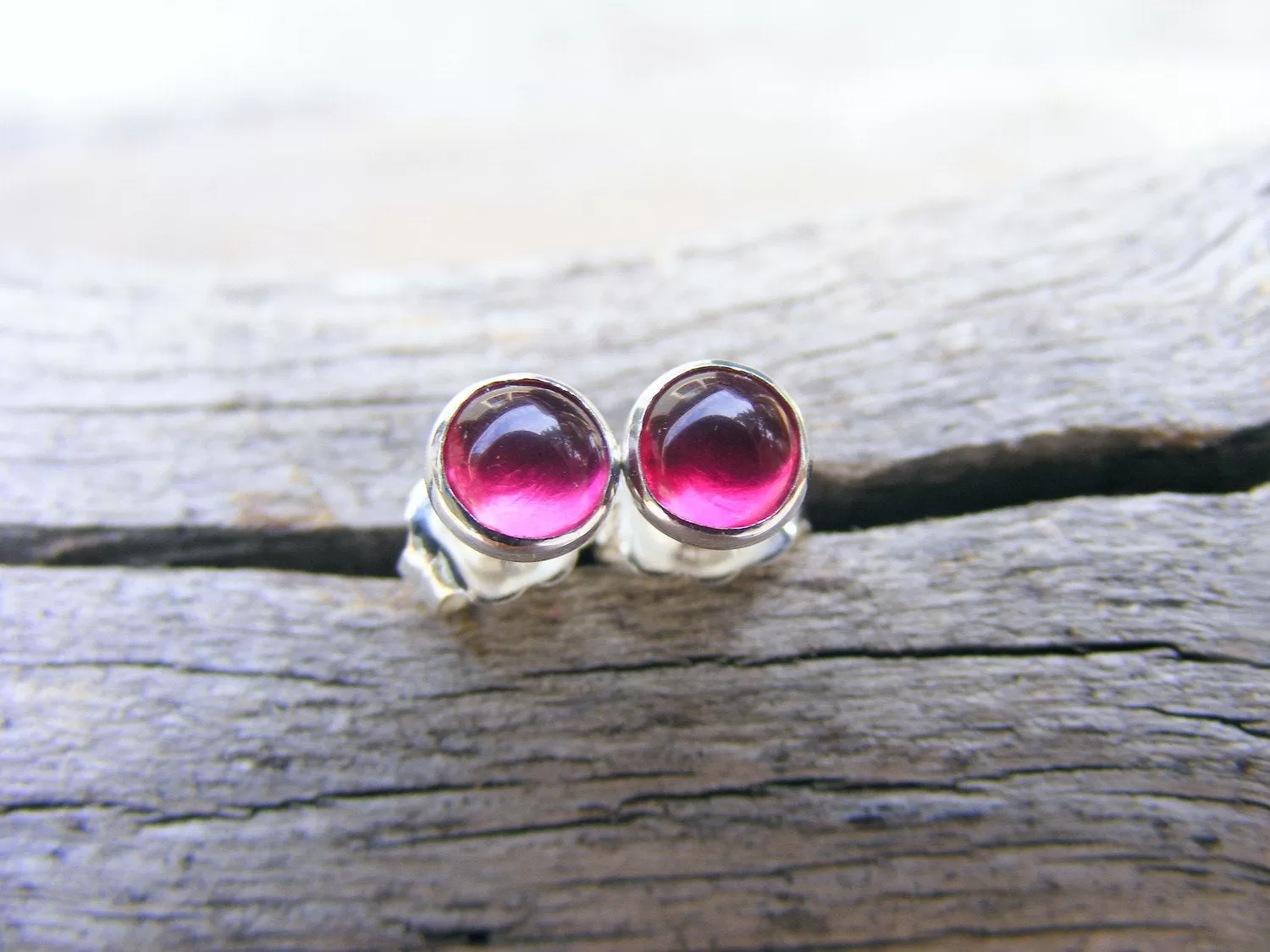 Pink Ruby Studs, Ruby Studs, Ruby Earrings, Ruby Silver Studs, 5mm Studs, Ruby Sterling Silver Studs