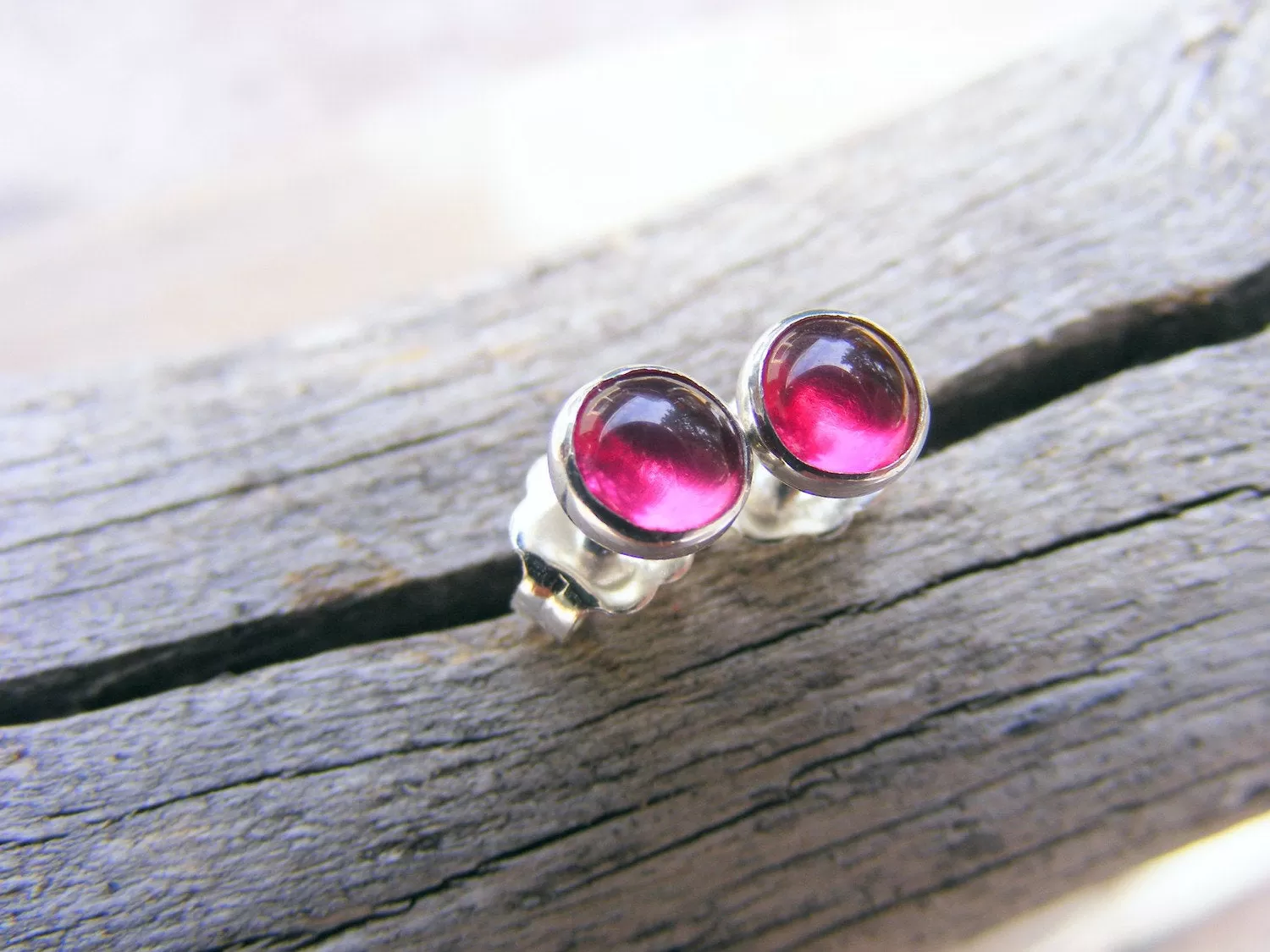 Pink Ruby Studs, Ruby Studs, Ruby Earrings, Ruby Silver Studs, 5mm Studs, Ruby Sterling Silver Studs