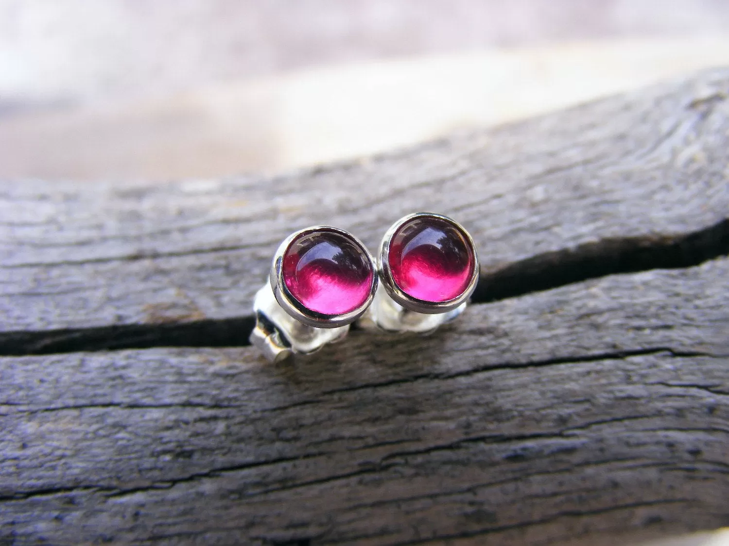 Pink Ruby Studs, Ruby Studs, Ruby Earrings, Ruby Silver Studs, 5mm Studs, Ruby Sterling Silver Studs