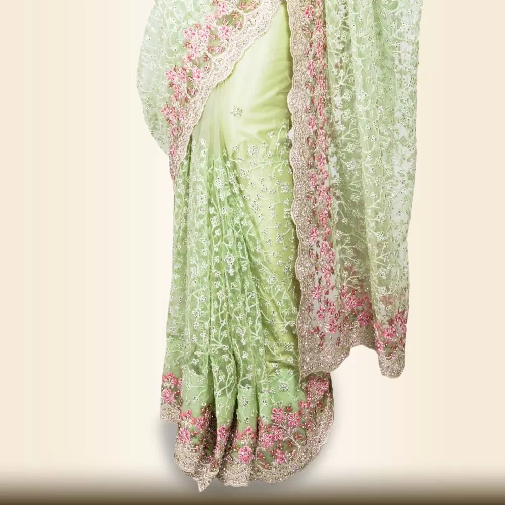 Pure Net Indian Saree - Green