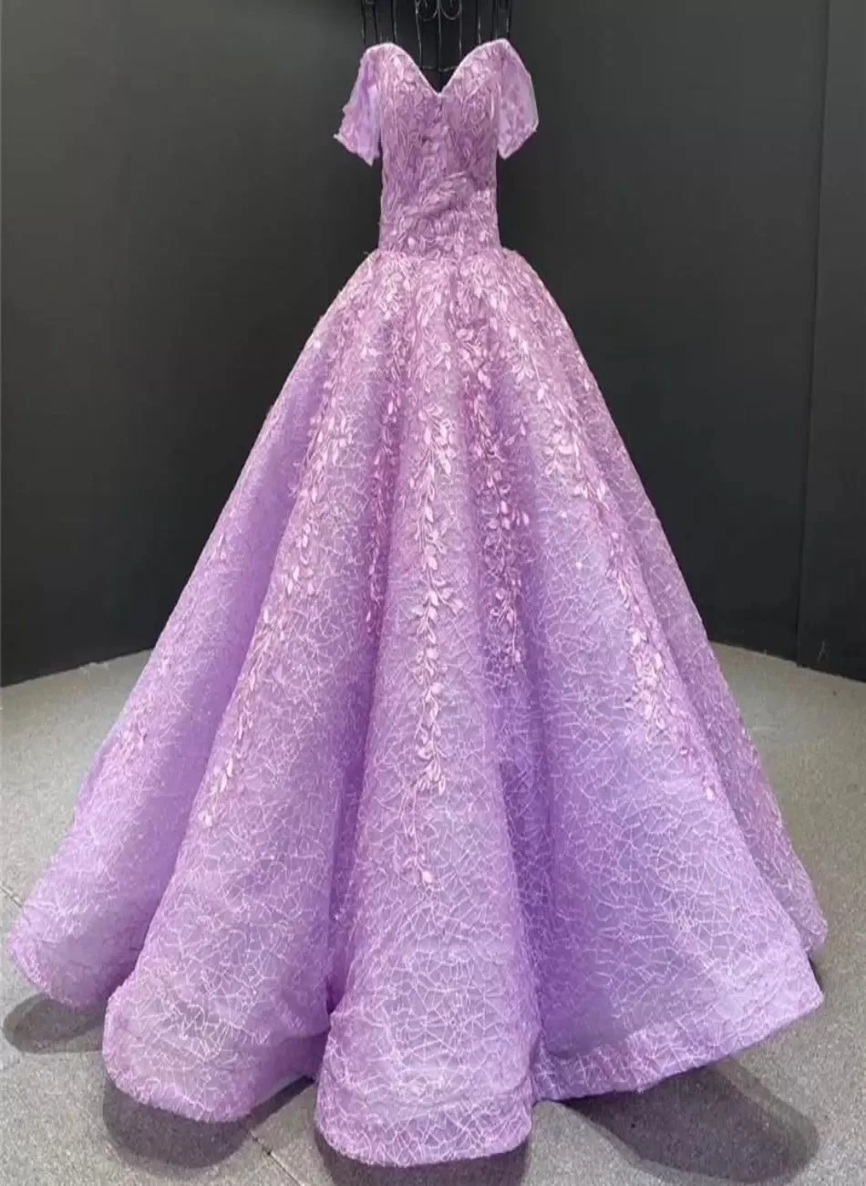 Purple Vintage Appliques Gown