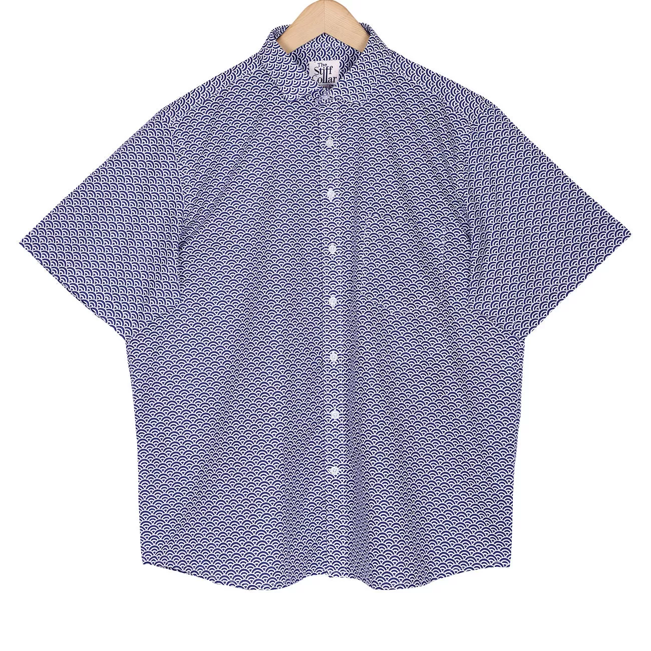 Raised Cloud Print Half Sleeve Cotton Shirt