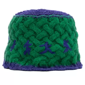 Running Man Crochet Hat - Green/Blue