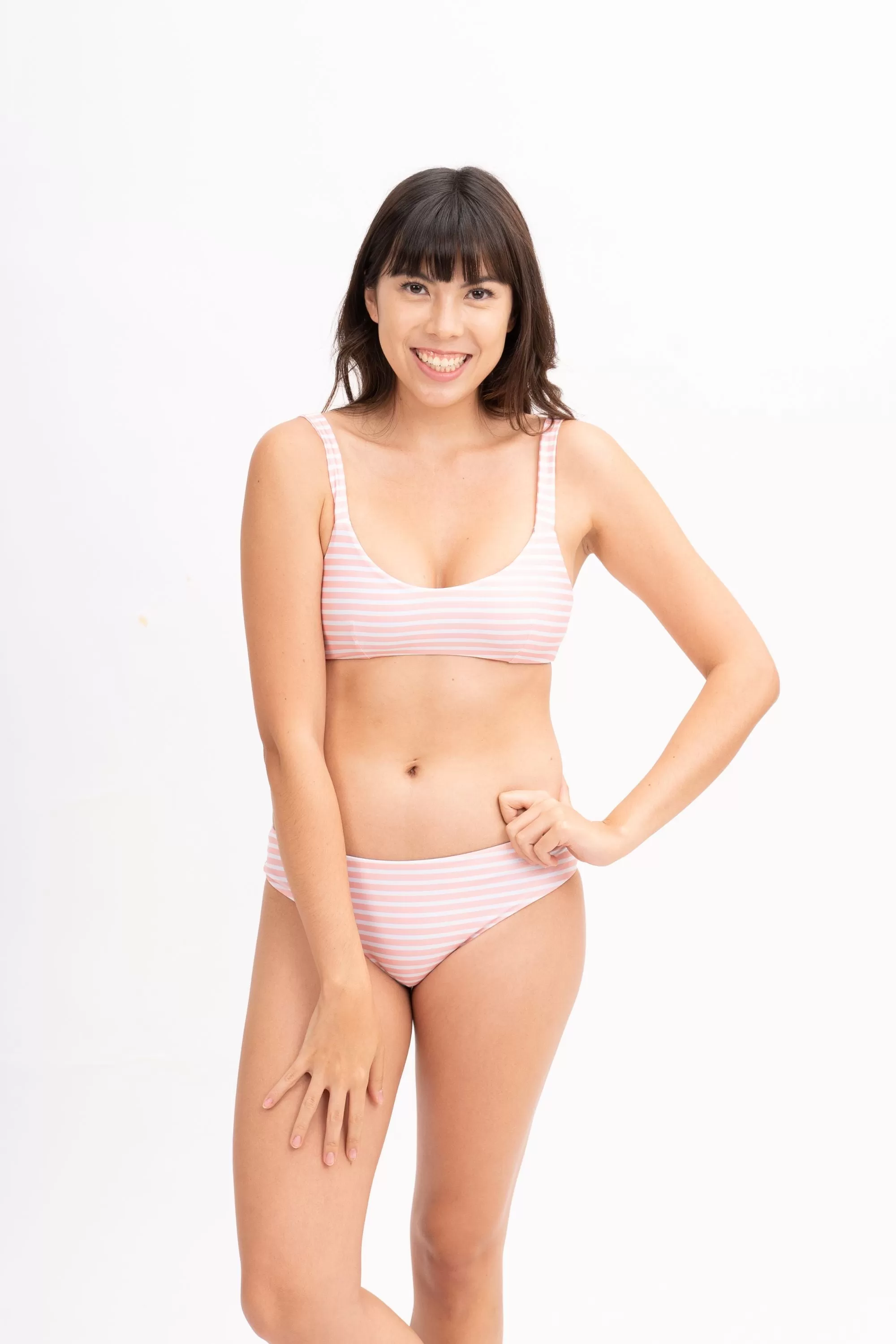 Seminyak Bikini Bottoms - Reversible (Flamingo / Pink Stripe)