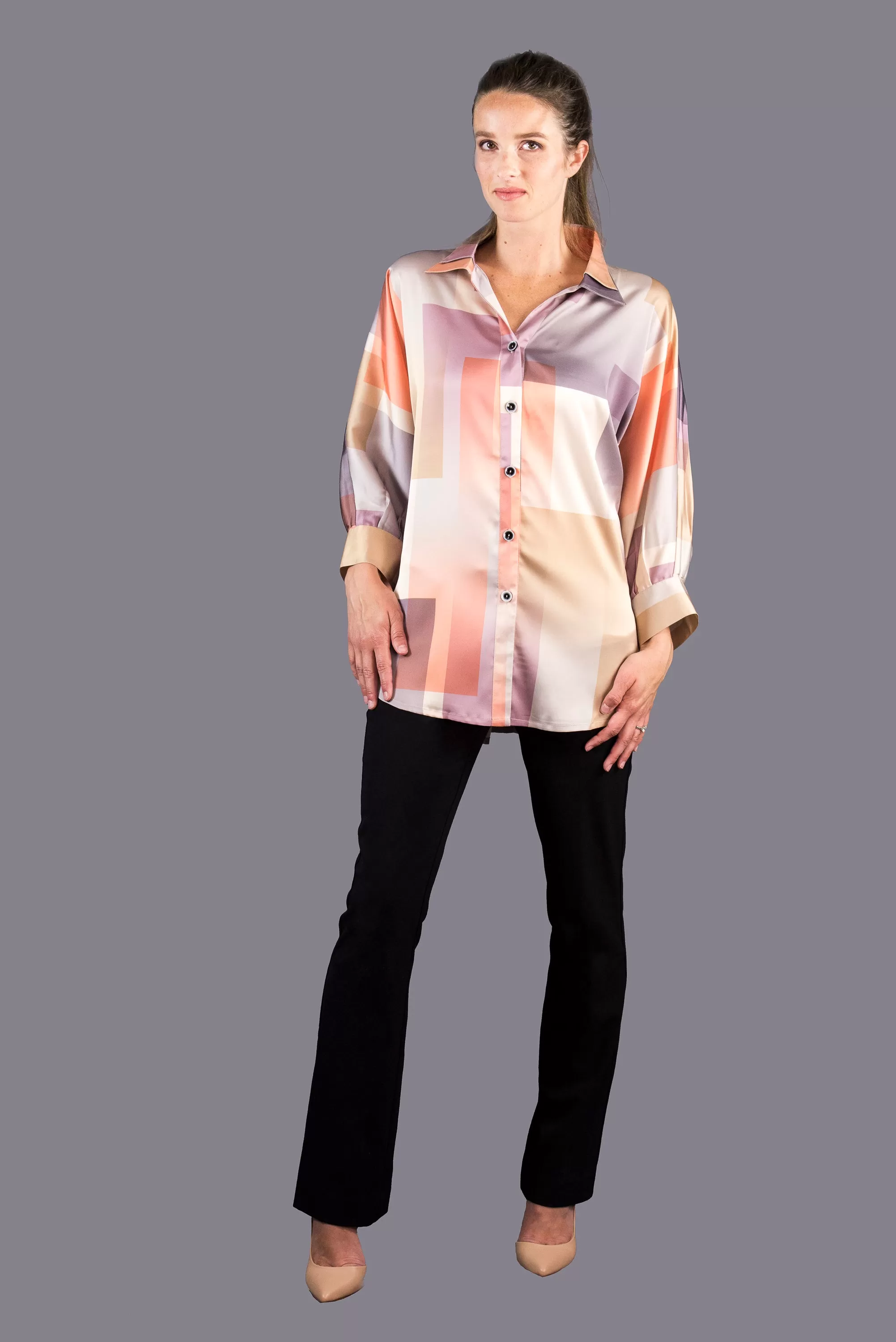 SF126 - Silk By Fridaze - Tuxedo Tail Blouse